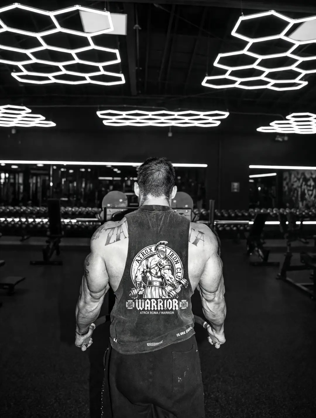 Blake wearing his ATROX Warrior muscle shirt